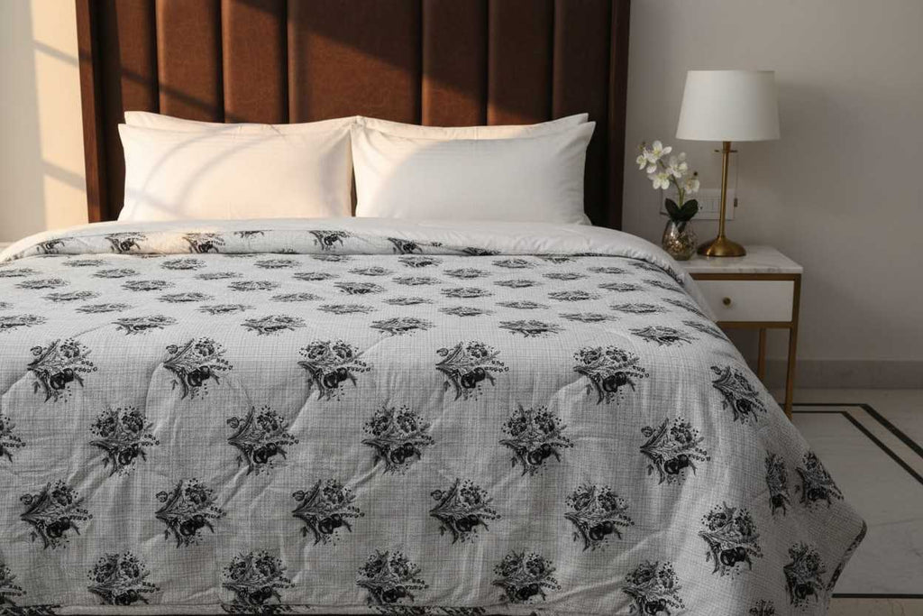 Dohar Double Bed| Mughal Floral Medallion Block Print | Reversible | 100% Cotton