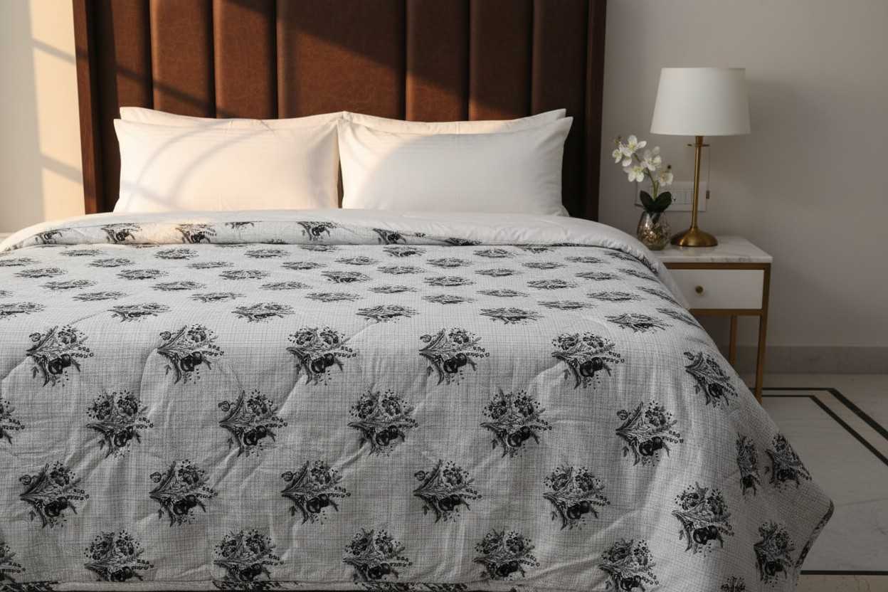 Dohar Double Bed| Mughal Floral Medallion Block Print | Reversible | 100% Cotton