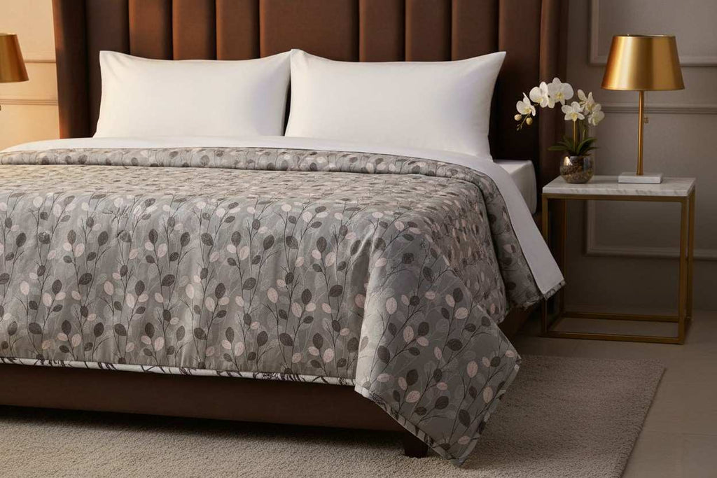 Dohar Double Bed | Trailing Branch & Oval Leaf Print | AC Dohar | 100% Cotton