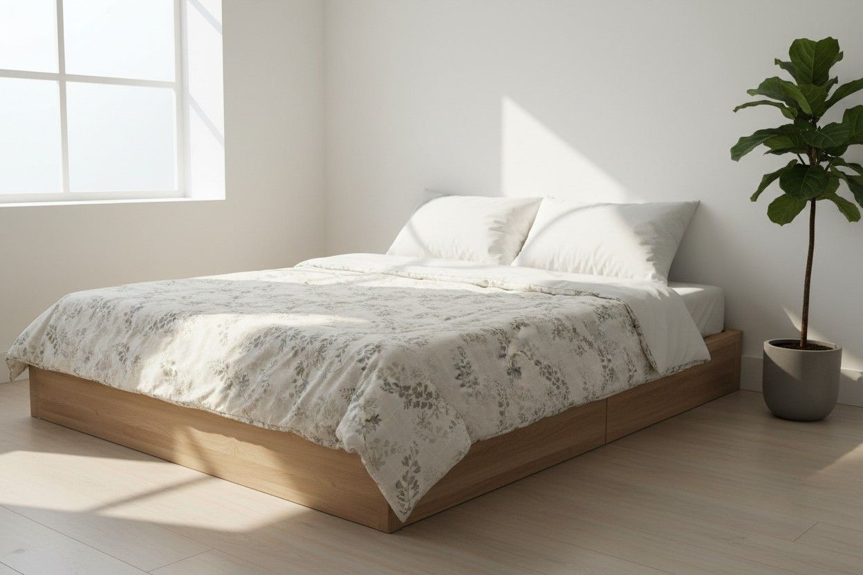 Dohar Double Bed | Silver Botanical Leaf & Vine Print | Reversible | 100% Cotton