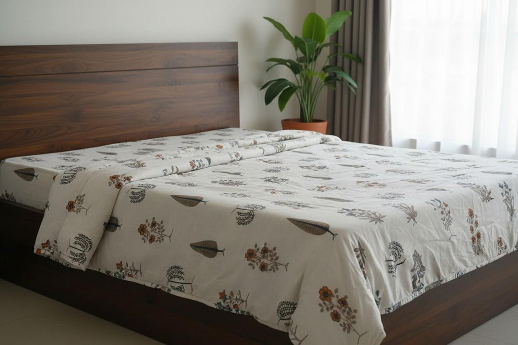 Double Dohar | Botanical Floral Print | 100% Cotton |