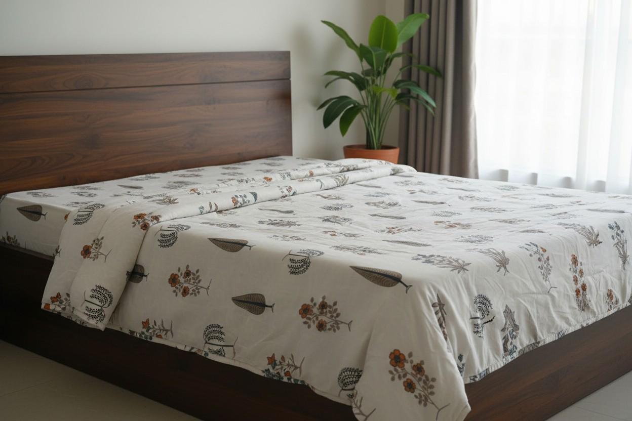 Double Dohar | Botanical Floral Print | 100% Cotton |