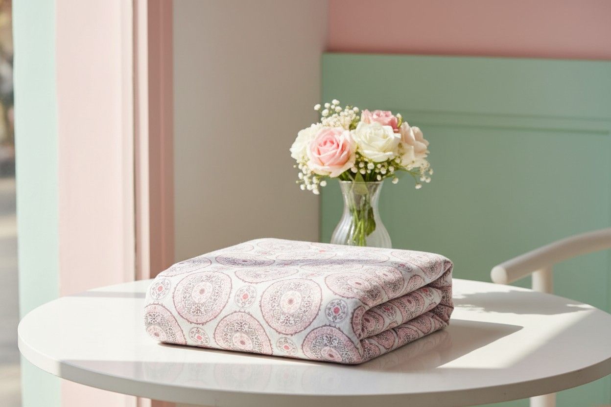 Dohar Single Bed | Blush Pink Medallion Print | AC Dohar | 100% Cotton (Set of 2 Pcs)