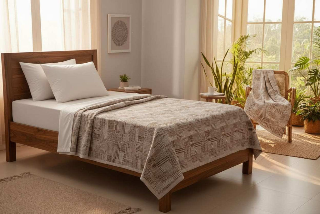 Dohar Single Bed | Boho Patchwork Weave | AC Dohar | 100% Cotton (Set of 2 Pcs)