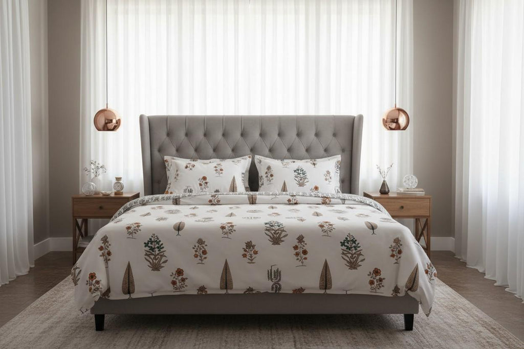 Double Dohar | Botanical Floral Print | 100% Cotton |