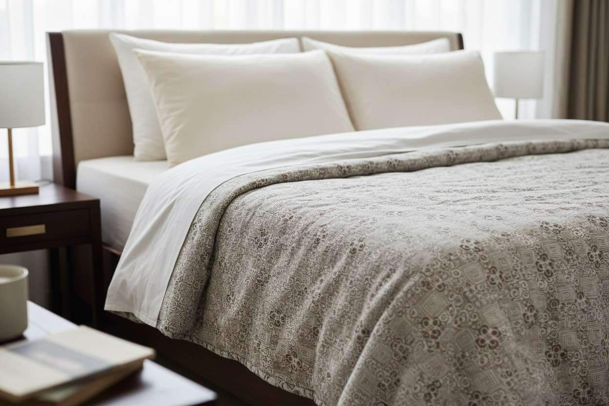 Dohar Double Bed | Geometric Maze & Floral Print | 100% Cotton