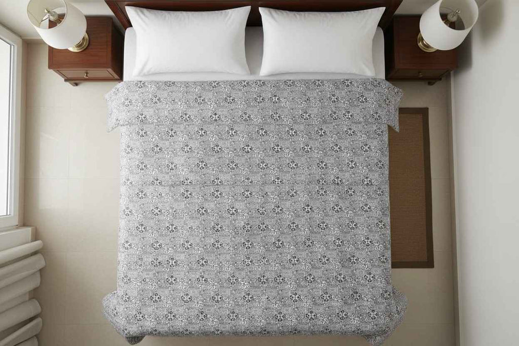 Dohar Double Bed | Geometric Maze & Floral Print | 100% Cotton