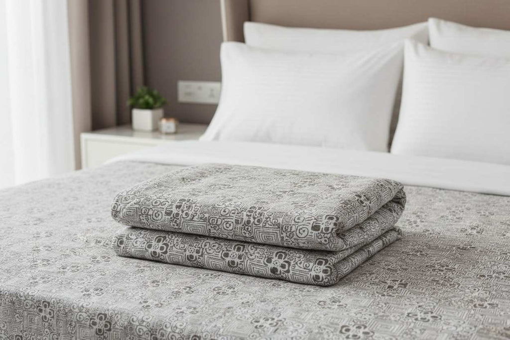 Dohar Double Bed | Geometric Maze & Floral Print | 100% Cotton