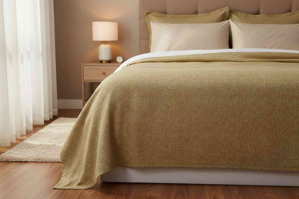 Aesthetics King Size Bed Sheet | 100% Imported Pure Cotton | 200TC | Super Soft | Golden Wheat