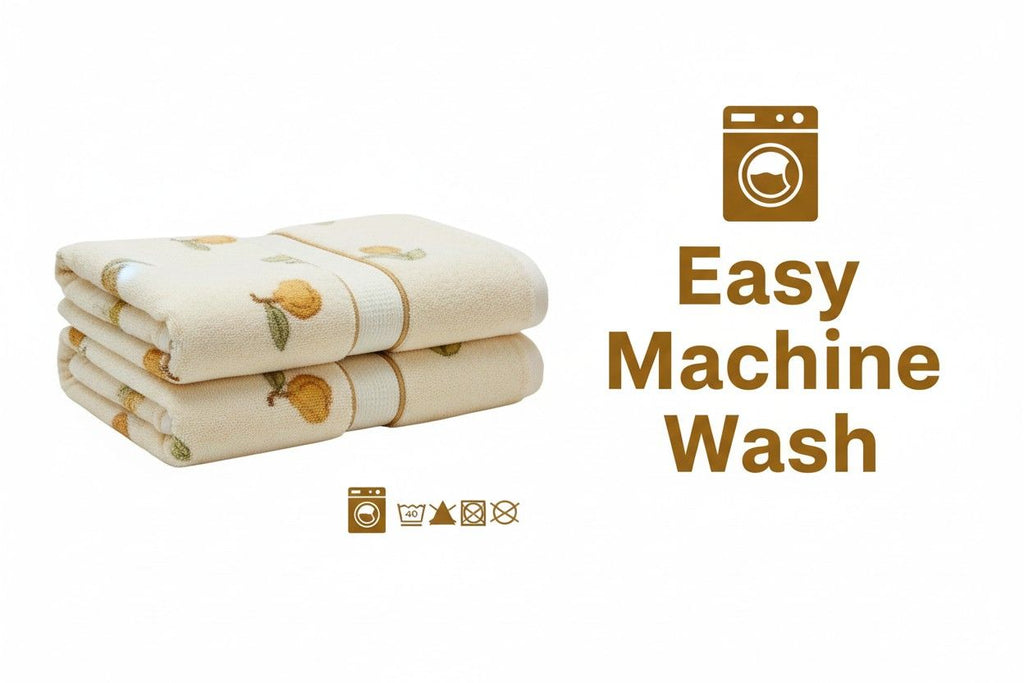Bath Towel Microfiber | Cream Pear Print | Ultra Soft, Super Absorbent & Quick Dry | Unisex