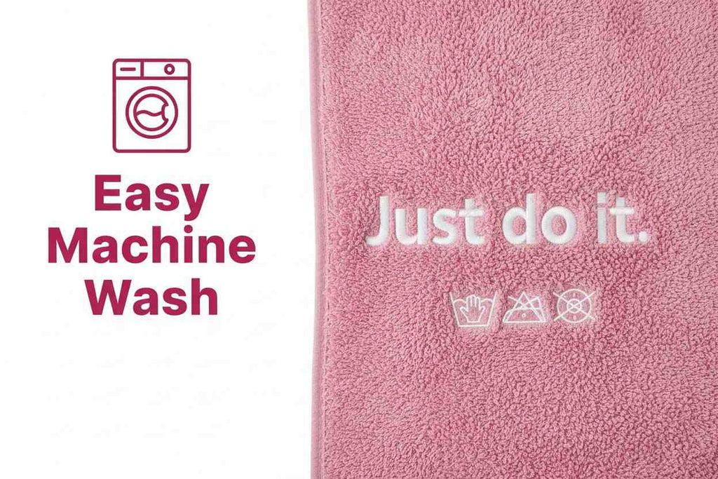 Bath Towel Microfiber | Pink | "Just Do It" Embroidery | Ultra Soft & Quick Dry | Unisex