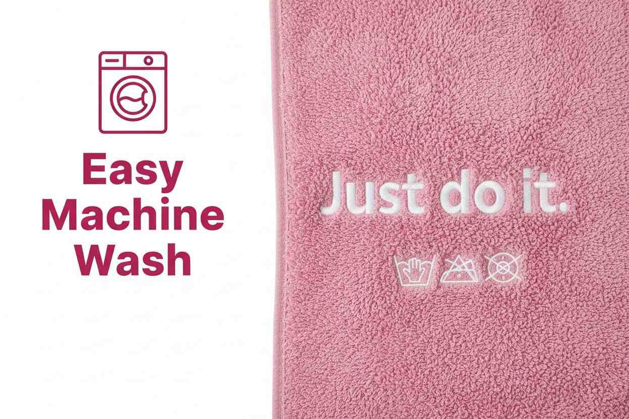 Bath Towel Microfiber | Pink | "Just Do It" Embroidery | Ultra Soft & Quick Dry | Unisex