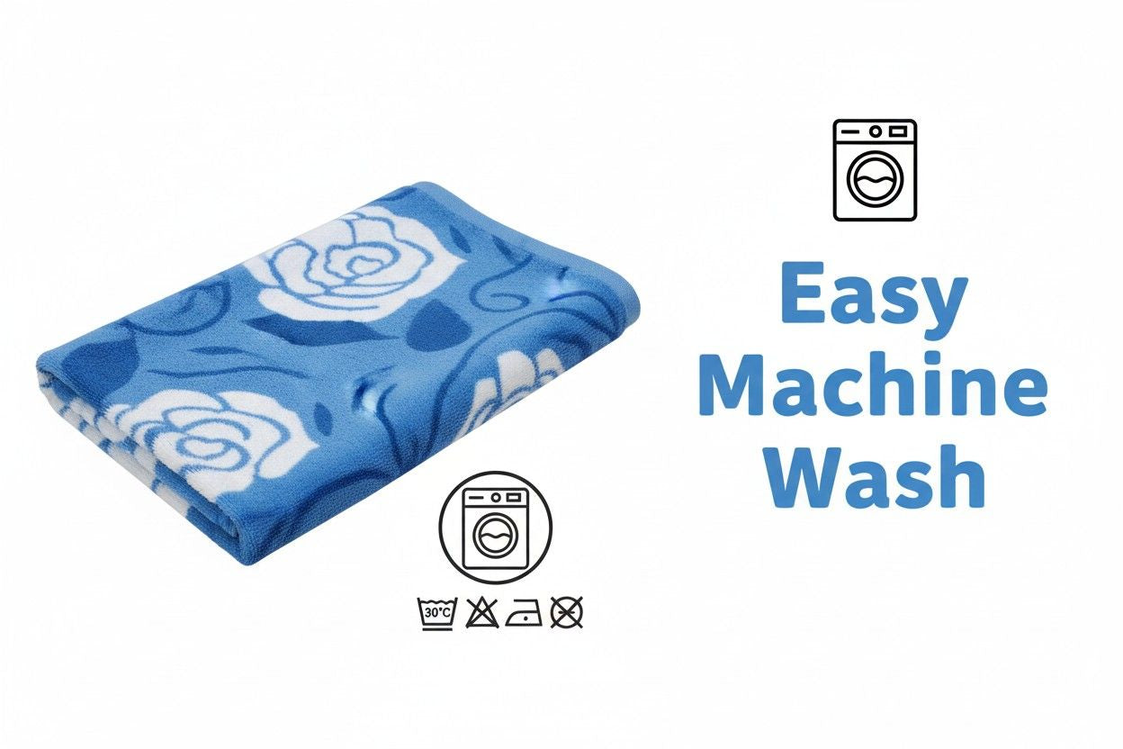 Microfiber Hand Towel | Sky Blue & White Rose Floral Print | Ultra Soft & Quick Dry (Set of 3 Pcs)