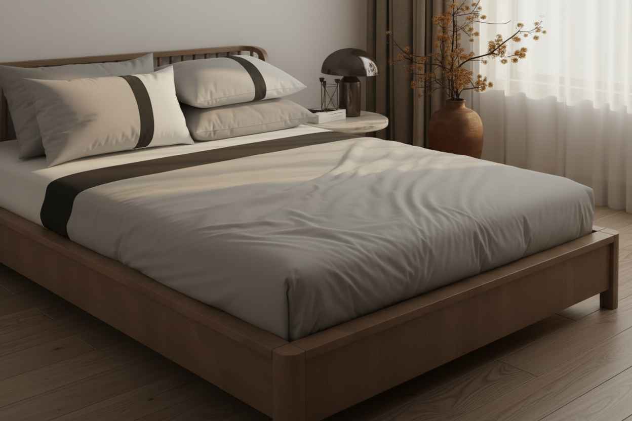Luxe Stripe Bedsheet Set – White & Charcoal
