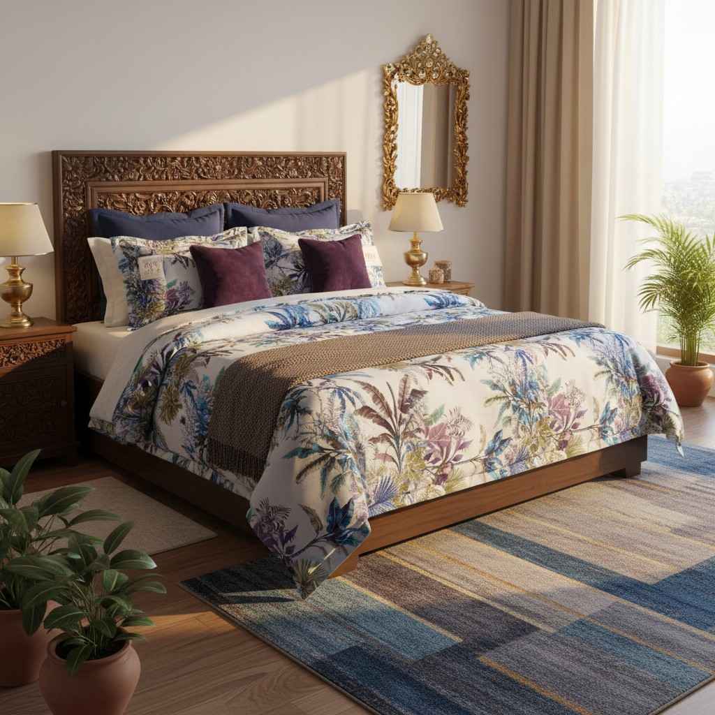 Tropical Palm Paradise Bedsheet King Size 7D Digital Print with 2 Pillow Covers - 108x108 inch