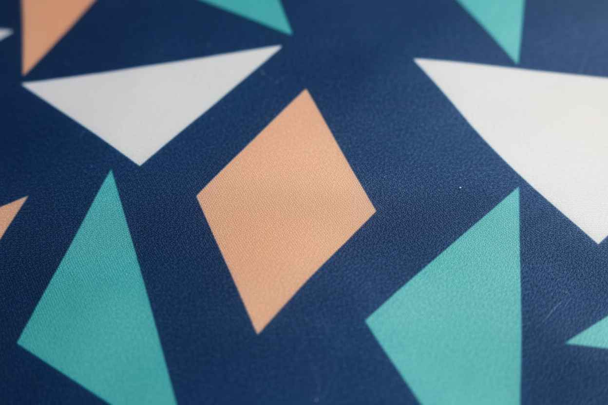 Geometric Print King Size Bedsheet | Navy, Teal & Peach
