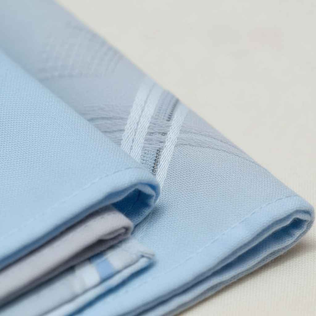 Paras 100% Cotton Handkerchiefs – Pack of 6 | White & Blue Stripe