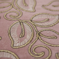 Pink Floral Embroidered Table Runner with Gold Zari & Silk Tassel