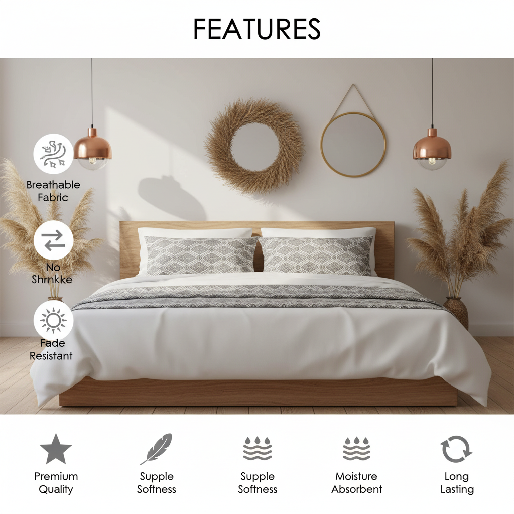 100% Pure Cotton King Size Bedsheet Set | Grey White Geometric Diamond Pattern | 108x108 Inches