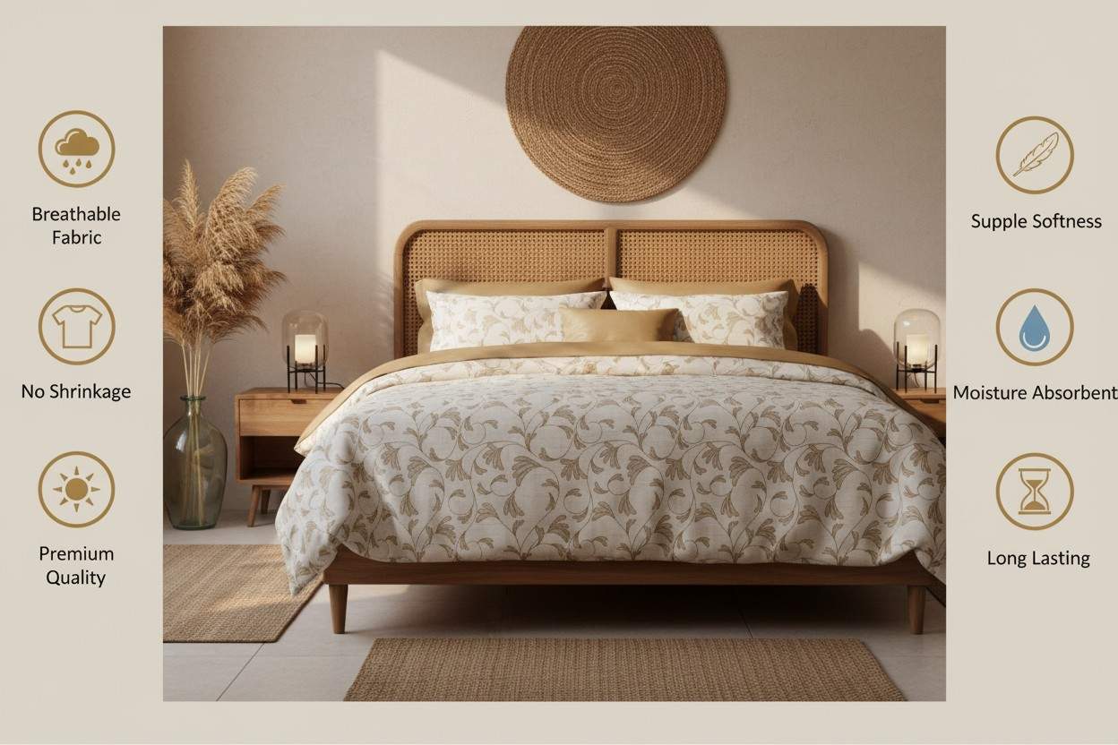 Summer Dohar Double Bed | White Grey Floral 100% Cotton Bedding