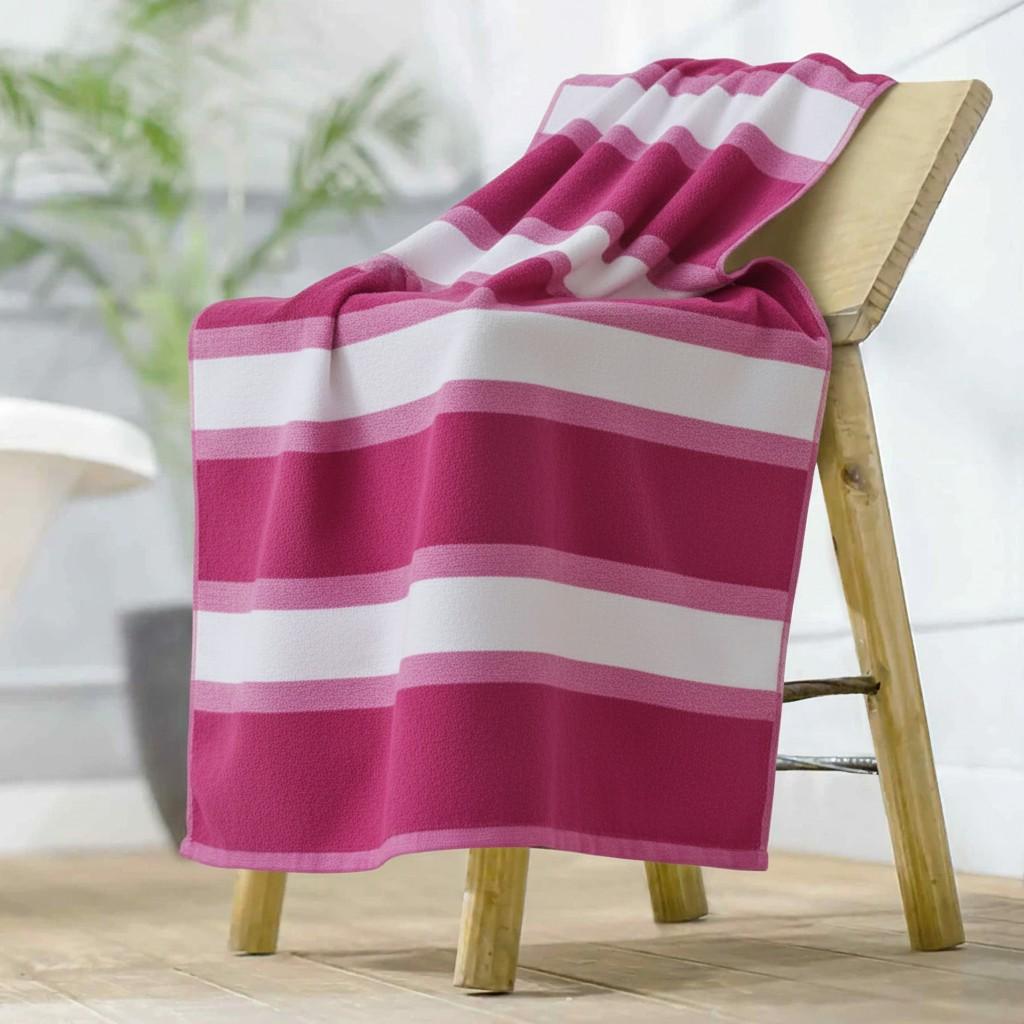 Bath Towel | Dark Magenta Pink Stripes | Super Absorbent | Unisex