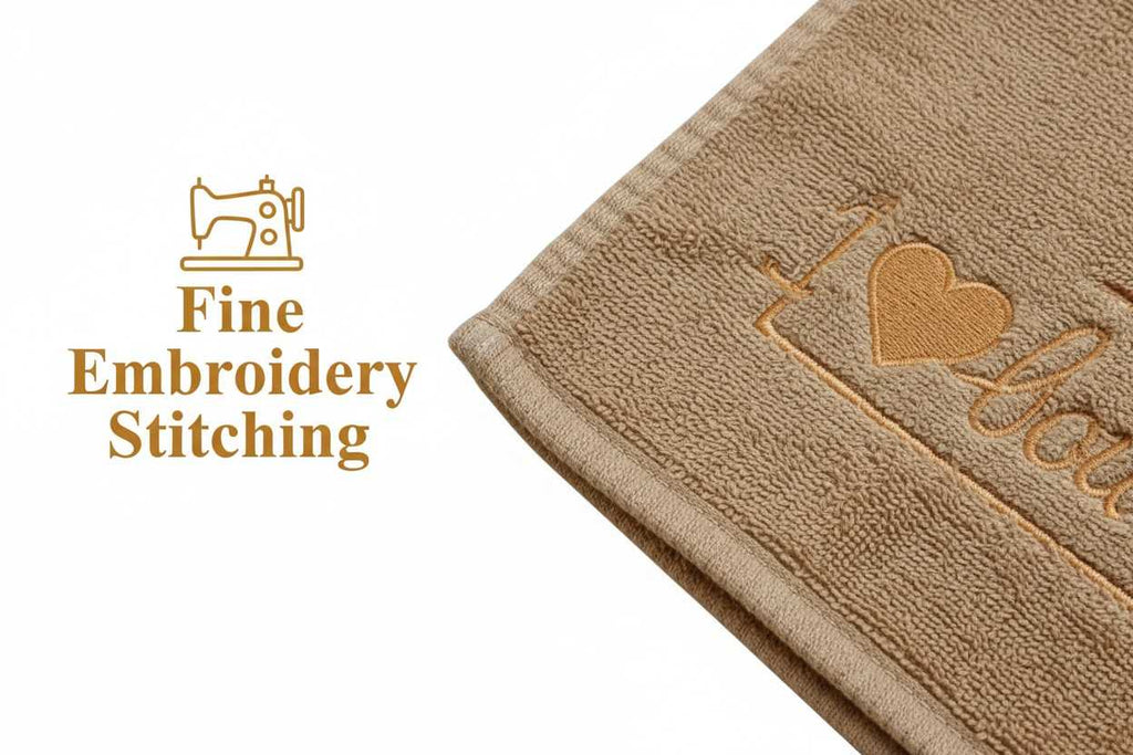 Bath Towel Microfiber | Camel | "I ♥ You" Embroidery | Ultra Soft & Quick Dry | Unisex