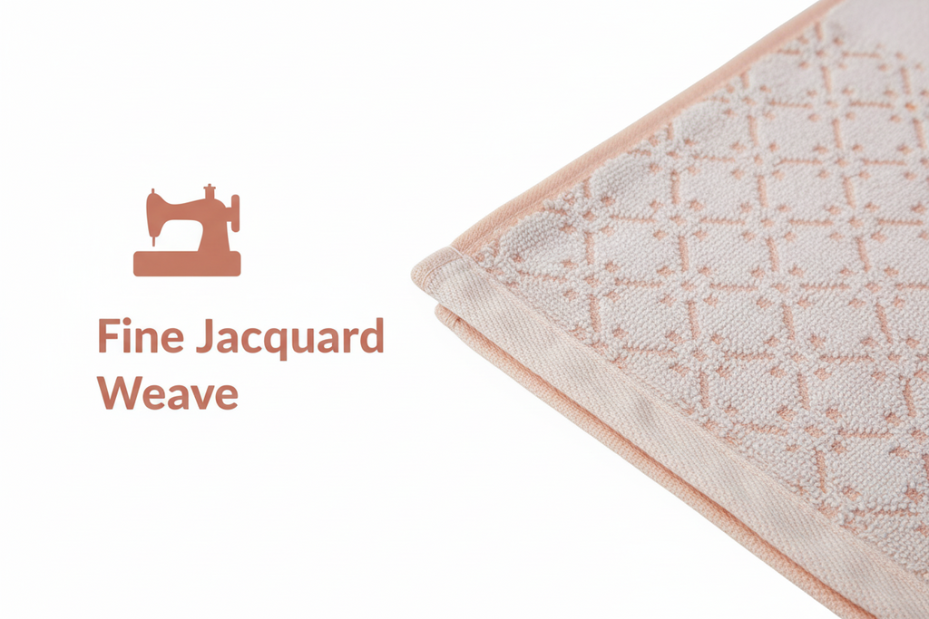 Cotton Bath Towel | Blush Pink Geometric Jacquard | Ultra Soft, Super Absorbent & Quick Dry | Unisex