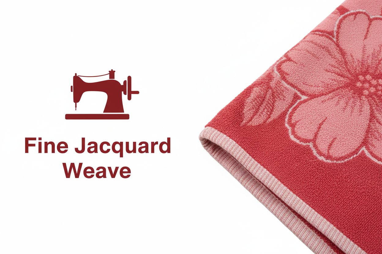 Bath Towel | Red Floral Jacquard | Ultra Soft, Super Absorbent & Quick Dry | Unisex