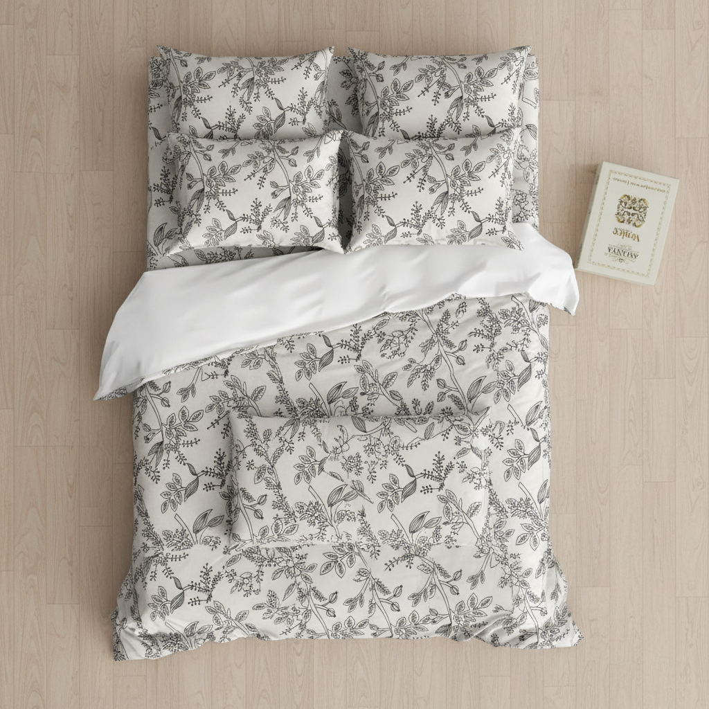 Bedsheet with Pillow Covers | Premium White Floral Pattern with Premium Packing