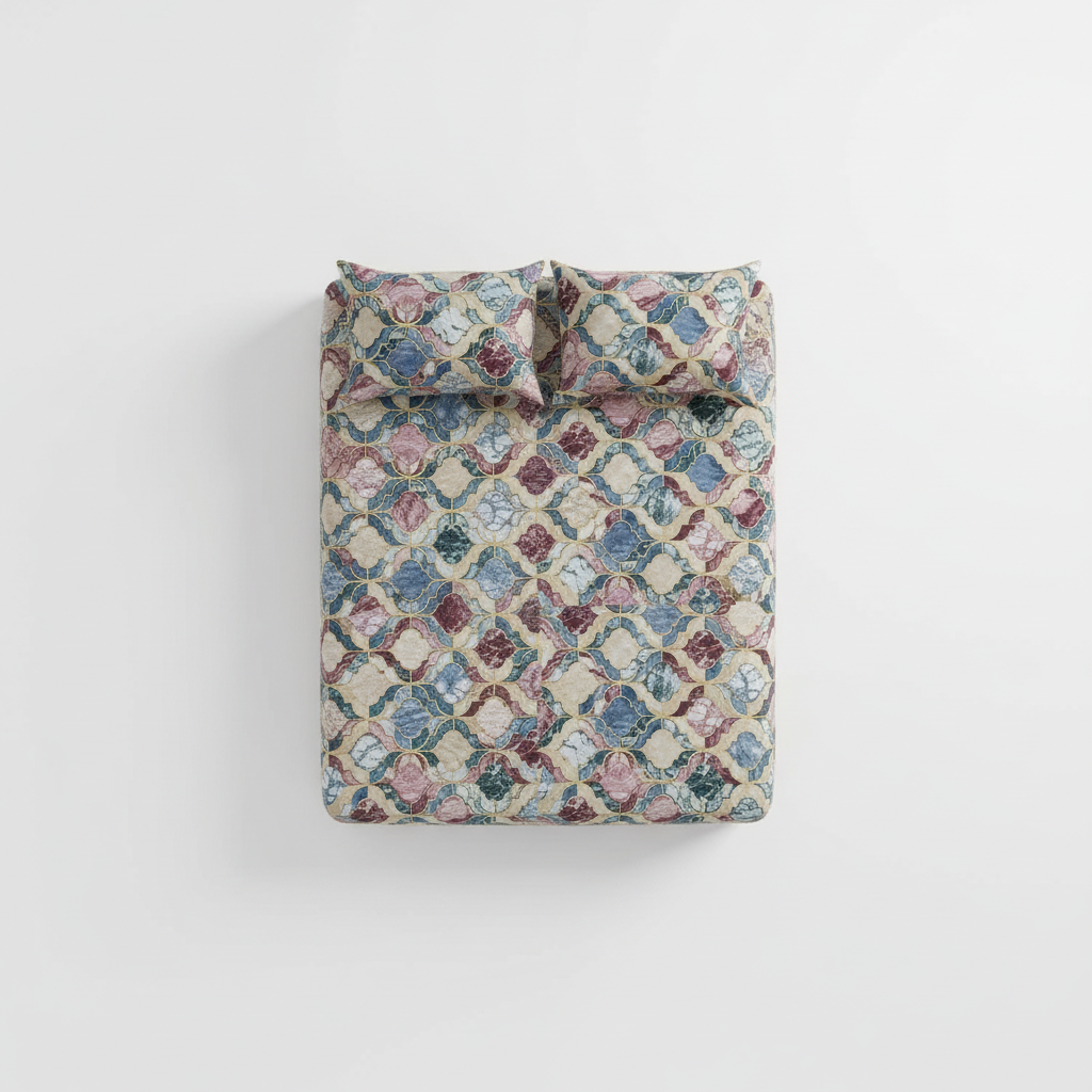 Bedsheet Set with Pillow Covers -| Premium Quatrefoil Marbled Pattern with Premium Packing