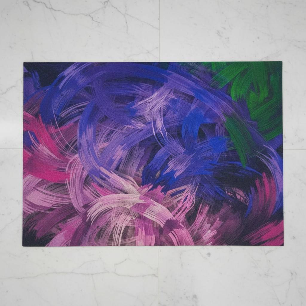Door Mat | Abstract Brush Stroke Print | Anti-Slip | Multicolour Set of 3 Pcs