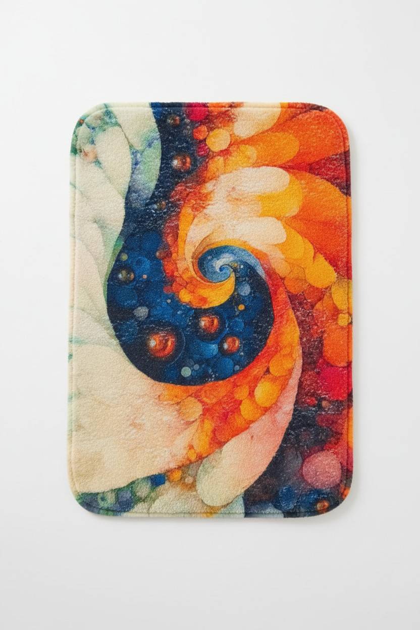 Bath Mat | Abstract Galaxy Swirl Art Print | Super Soft Plush | Multicolour Set of 2 Pcs