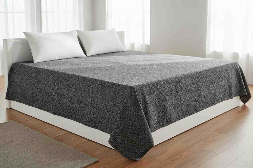 Aesthetics King Size Bed Sheet | 100% Imported Pure Cotton | 200TC | Super Soft | Charcoal Grey