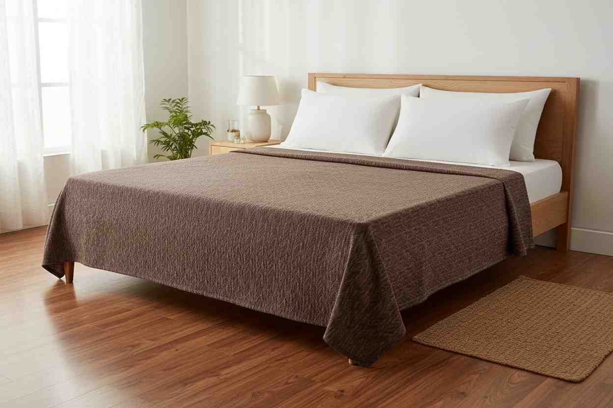 Aesthetics King Size Bed Sheet | 100% Imported Pure Cotton | 200TC | Super Soft | Dark Brown Mocha