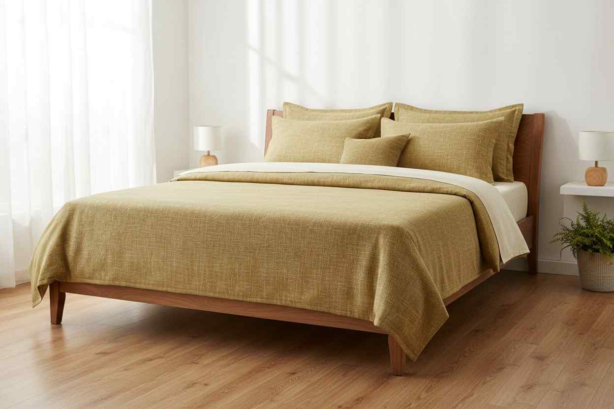 Aesthetics King Size Bed Sheet | 100% Imported Pure Cotton | 200TC | Super Soft | Golden Wheat