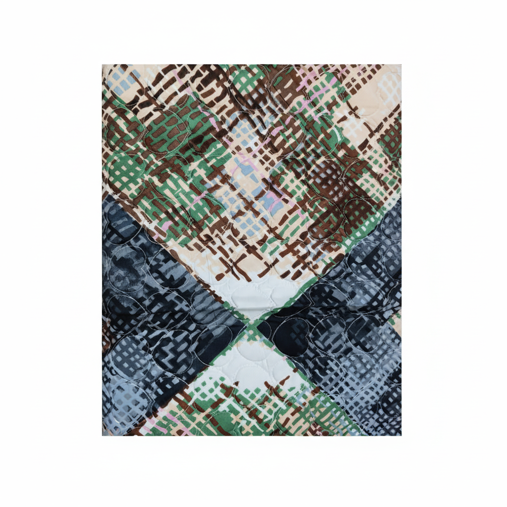 Queen Size Geometric Checkered Bed Sheet Set | 90x100 Inches | 2 Quilted Pillow Covers