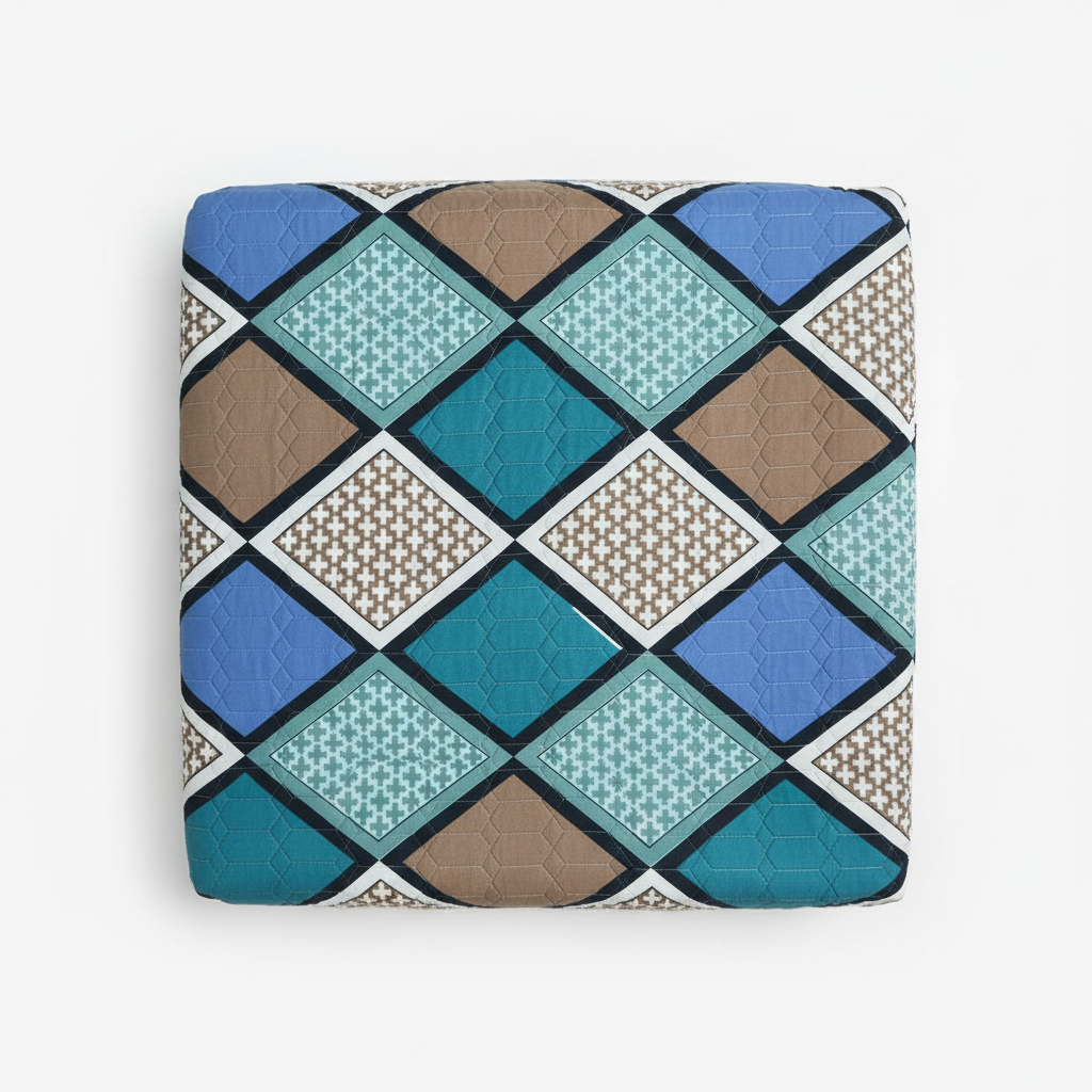 Queen Size Geometric Hexagon Bed Sheet Set | 90x100 Inches | 2 Quilted Pillow Covers
