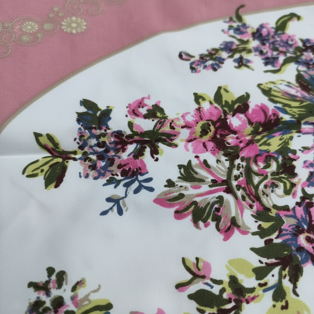 Premium Embroidered Bed Sheet Set - Pink Floral Golden Embroidery with Pillow Covers - Queen Size