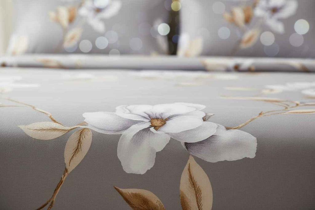 Floral Printed Bedsheet | Soft Cotton | White with Yellow & Pink Blooms