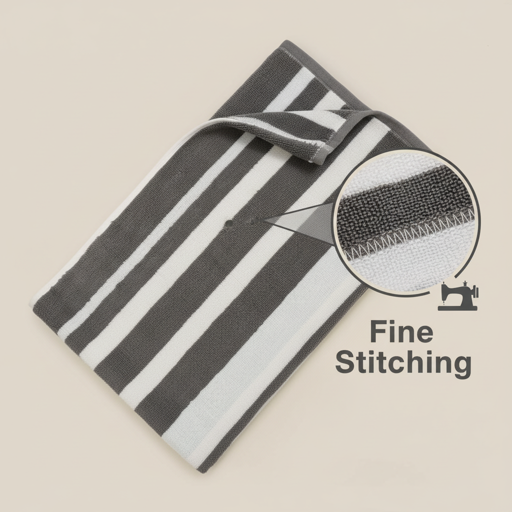 Grey White Striped Full Size Bath Towel for Unisex | Premium Classic