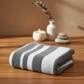 Grey White Striped Full Size Bath Towel for Unisex | Premium Classic