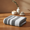 Grey White Striped Full Size Bath Towel for Unisex | Premium Classic