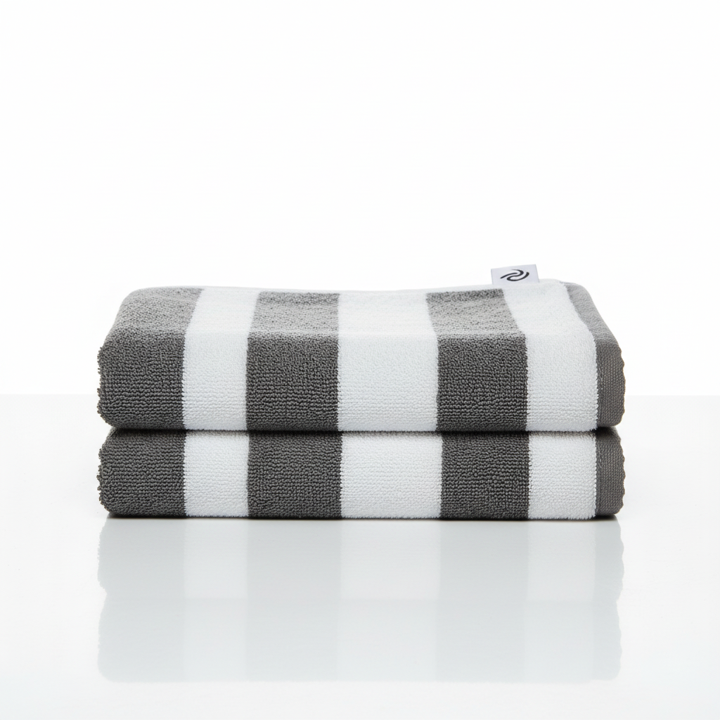 Grey White Striped Full Size Bath Towel for Unisex | Premium Classic