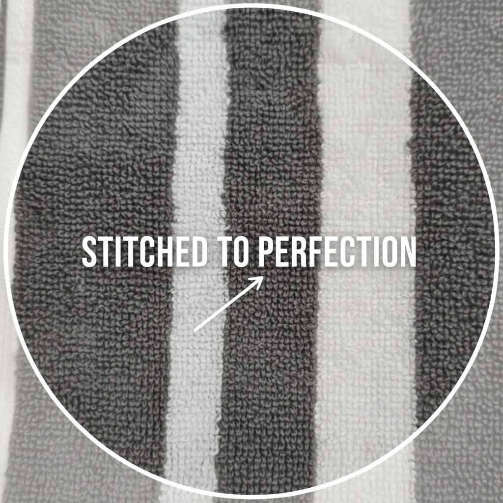 Grey White Striped Full Size Bath Towel for Unisex | Premium Classic