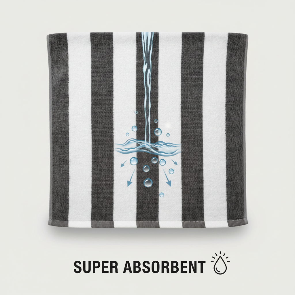 Grey White Striped Full Size Bath Towel for Unisex | Premium Classic