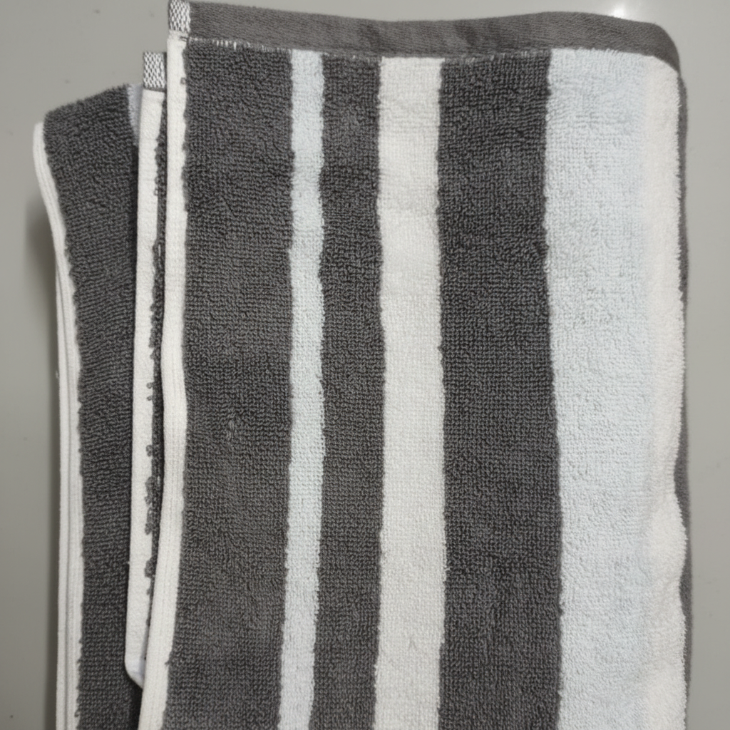 Grey White Striped Full Size Bath Towel for Unisex | Premium Classic