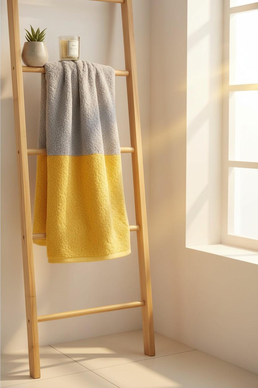 Microfiber Hand Towel | Grey & Yellow | Ultra Soft, Super Absorbent (Set of 3 Pcs)