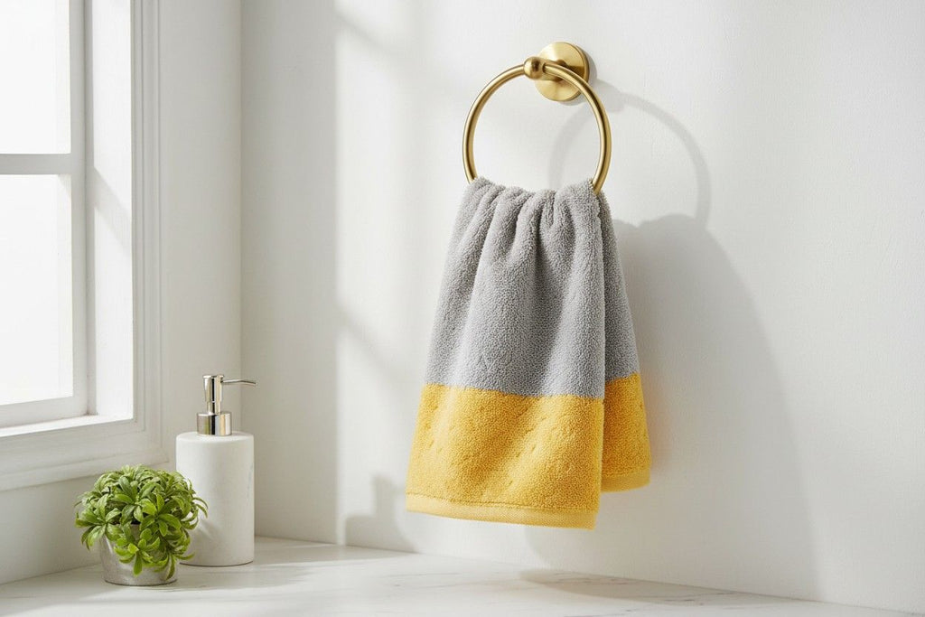 Microfiber Hand Towel | Grey & Yellow | Ultra Soft, Super Absorbent (Set of 3 Pcs)