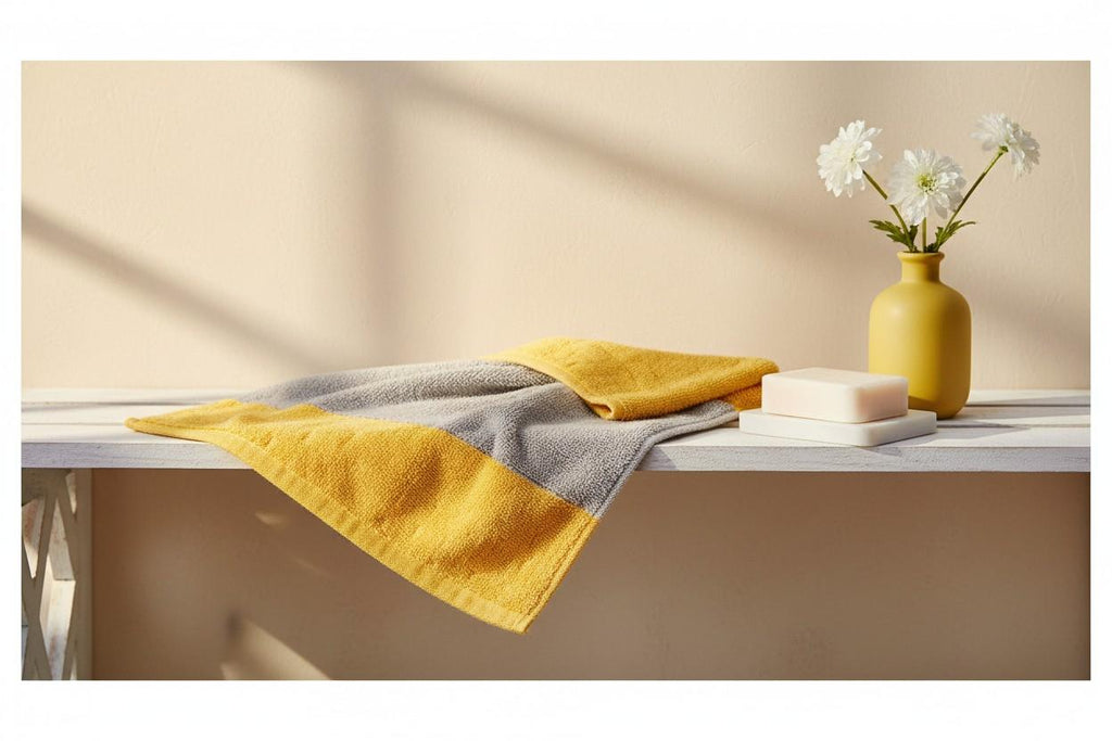 Microfiber Hand Towel | Grey & Yellow | Ultra Soft, Super Absorbent (Set of 3 Pcs)
