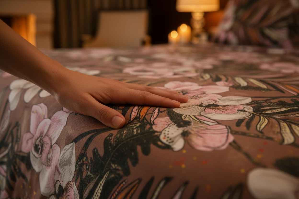 Tropical Orchid Floral Bedsheet Set — Chocolate Brown & Blush